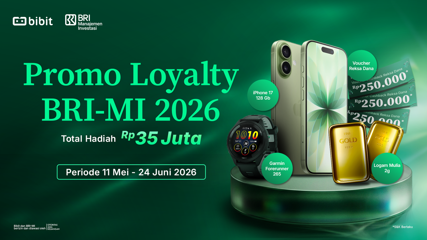 Promo: Investasi di Bibit dan Menangkan Total Hadiah Rp 35 Juta dari BRI-MI